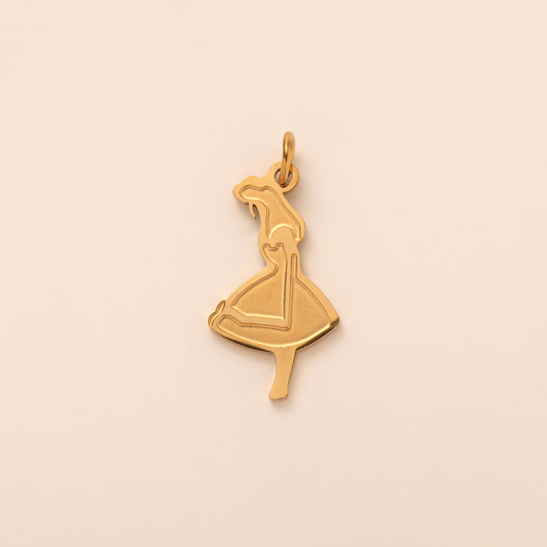 18K Gold-Plated Stainless Steel Fashion Pendant: Heart, Fruit, and Sun Designs for Girls