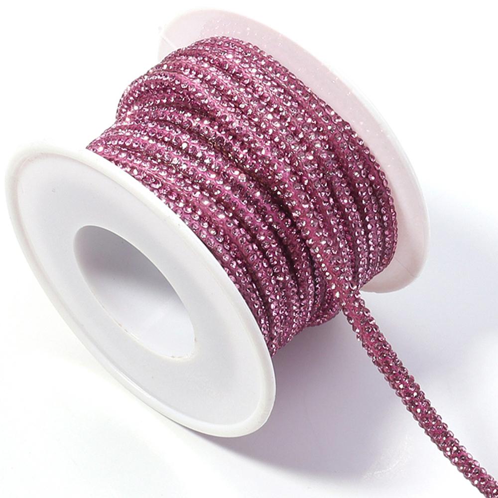 5Yards/Lot 4mm Glass Rhinestones Rope Round Tube Glitter Diamond Cord For DIY Jewelry Making Headwear Shoelace Decoration