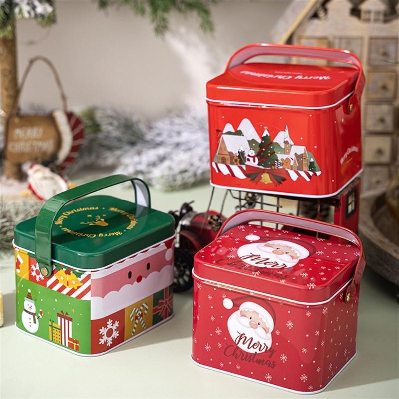 2pcs Christmas Decoration Candy Boxes with Convenient Carry Handle Sweets Storage Solution Handheld Candies Holder