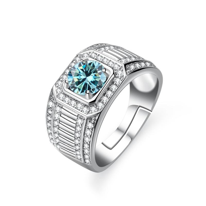 Men's S925 Ring 1 Carat D Color Moissanite Luxury Sterling Silver 925 Jewelry For Wedding Engagement Anniversary Gift