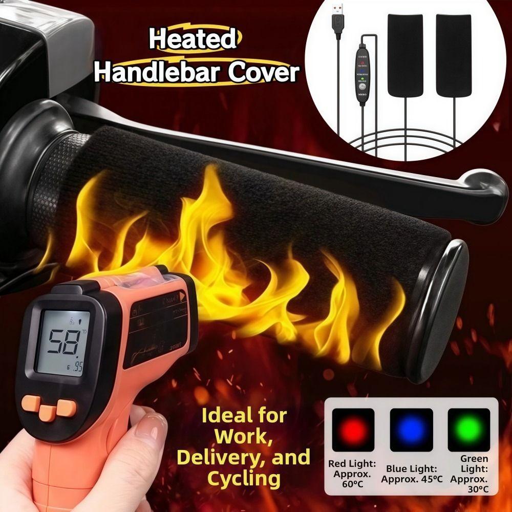 3 Gear Warmer Motorcycle Heated Handlebar Cover 5V/2A USB Heated Handgrips  Motorcycle Accessories
