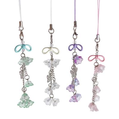 Bijoux pour téléphone avec appareil photo, breloque pour téléphone en forme de fleur, jolie chaîne pour téléphone, pendentif pour téléphone avec fleur de muguet pour carte-clé