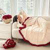1pc of Red Rose Blanket Throw Blanket Office Nap Sofa Blanket Cushion Gift for Girlfriend Valentine's Day Gift Birthday Present