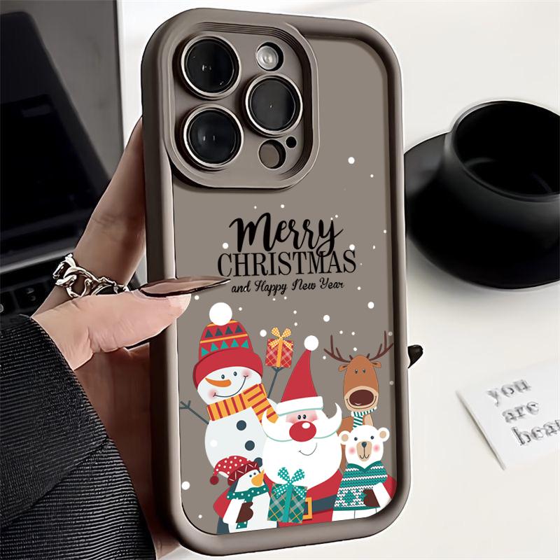 Christmas Pattern TPU Case For iPhone 16 Pro Max 15 14 Plus 13 12 11 Pro Max 7 8 XR X XS SE Shockproof Soft Silicone Phone Cover