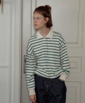 ANOETIC Anc Stripe String Rugby Sweatshirts_Ivory