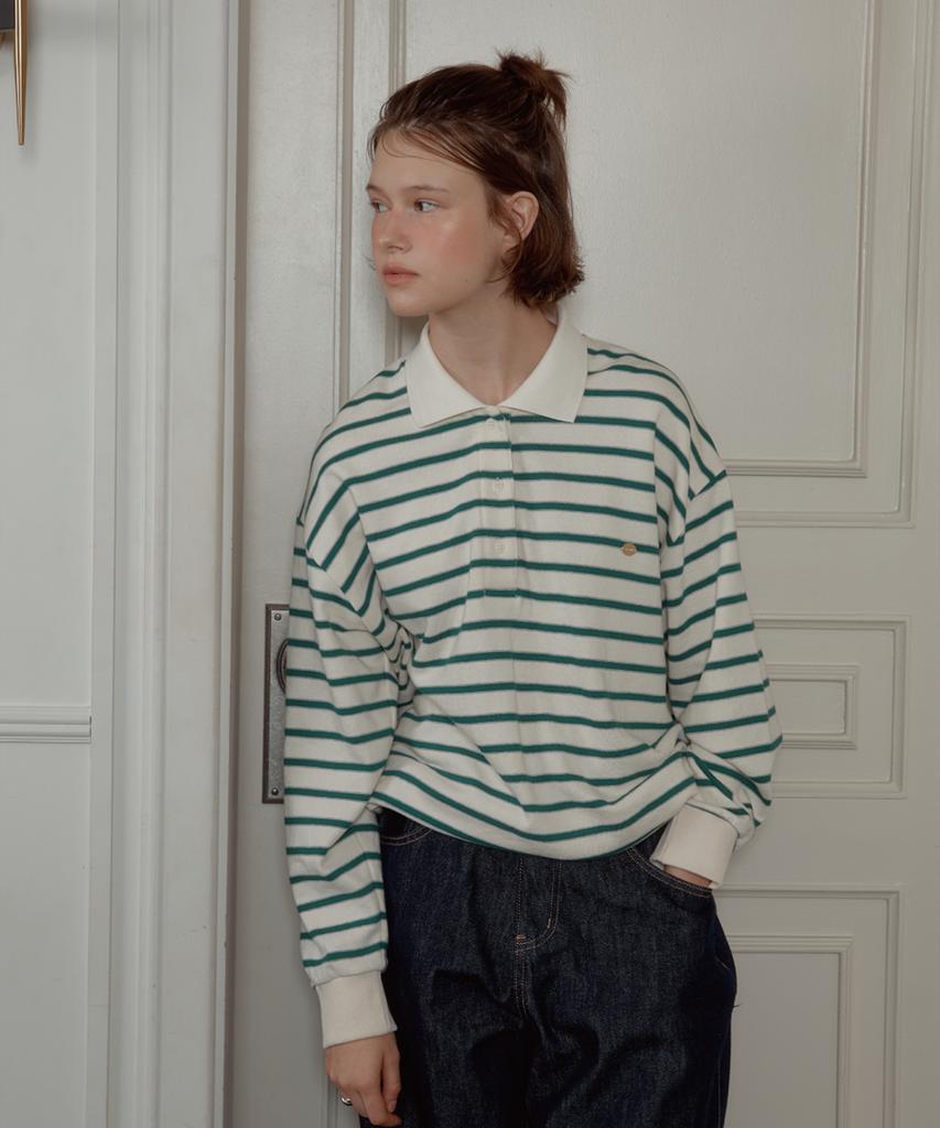 ANOETIC Anc Stripe String Rugby Sweatshirts_Ivory