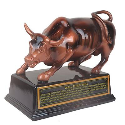 Offiziell lizenzierte Bronze Wall Street Charging Bull Börse NYC Figur mit Figurenbasis (Mittel 5 Zoll)