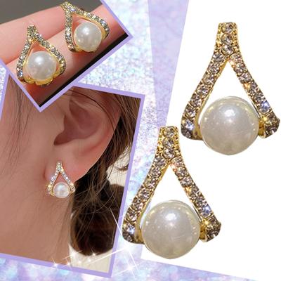 Fashion Simple Personality Earrings Pearl Diamond Water Drop Earrings Temperament Earrings Earrings Studs Set