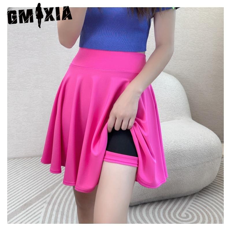 GMXIA 16 Kolorów Damska Moda Casual Jednolity Kolor Nadruk Letnia Wiosenna Spódnica