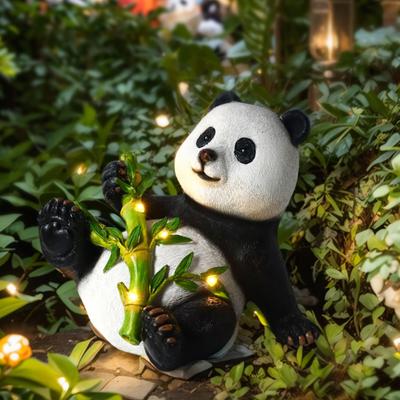 Panda Statue Solar Light Resin Panda-Lawn Outdoor Decor Solar Garden Decor Indoor Outdoor Porch Patio Lawn Yard Decoration