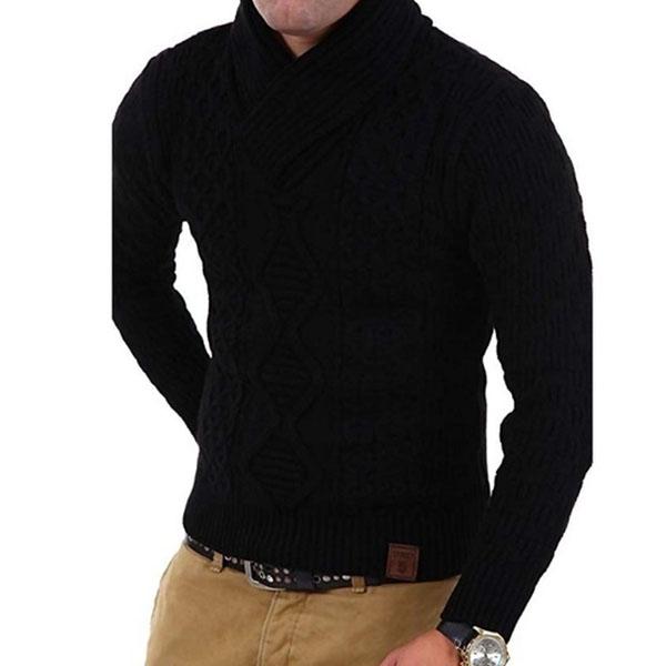 Men Autumn Winter Retro Stylish Casual Solid Color Knitwear Warm Sweaters