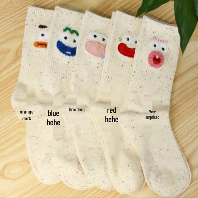 

Dotty Sheer Kids Cartoon Mid-Calf Socks – Fun, Versatile, Feather Yarn Big Mouth Socks Surprised