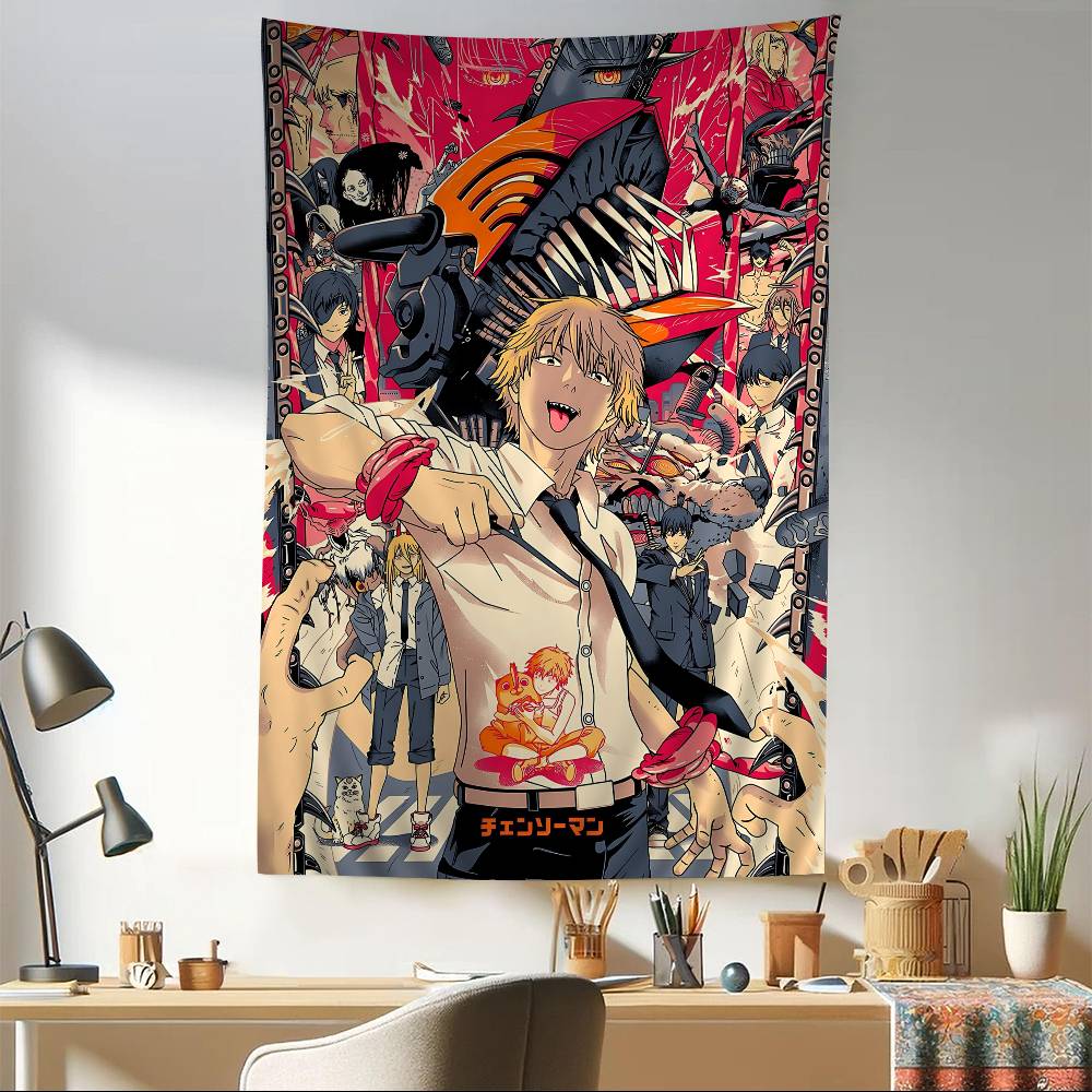 Anime C-Chainsaw Man Tapestry Art Printing Japanese Wall Tapestry Anime Wall Hanging Home Decor 100X70CM