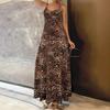 European and American casual fashion explosion summer loose sleeveless round neck leopard print suspender dress