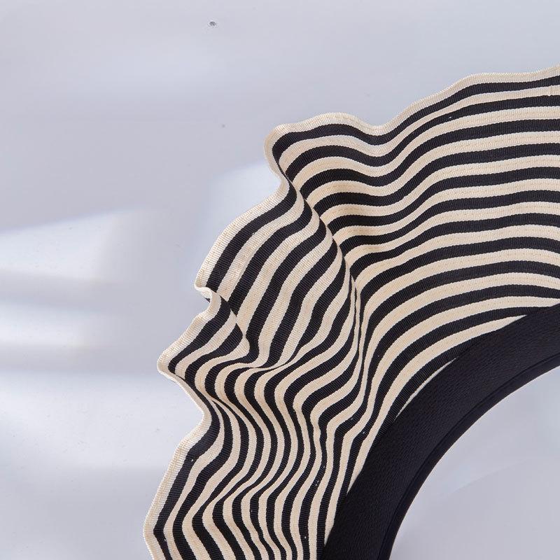 New Summer Black and White Striped Large Brim Sun Protection Hat for Women In Summer Foldable Casual and Versatile Sun Protection Hat