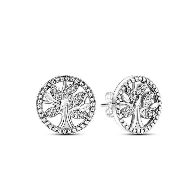 Silverörhängen 925 Sterling Silver Ocean Heart Shell Daisy Flower Moon Drop Örhängen Dam Dubbar Örhängen Modesmycken