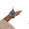 Ice cream cherry fruit ring, niche design cute ring that can be worn on the hand
