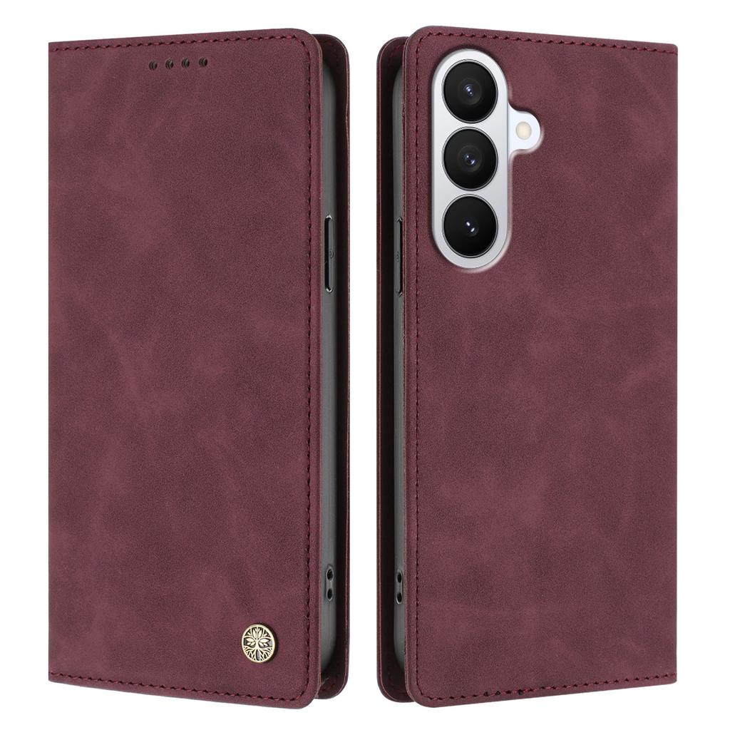 YIKATU For Samsung Galaxy S26 Wallet Case  YK-006 Magnetic Closure Leather Phone Cover Litchi
