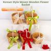 with Pearl Hand-held Weaving Flower Basket Vegetable Fruit Flowers Holder  Living Room Decoration