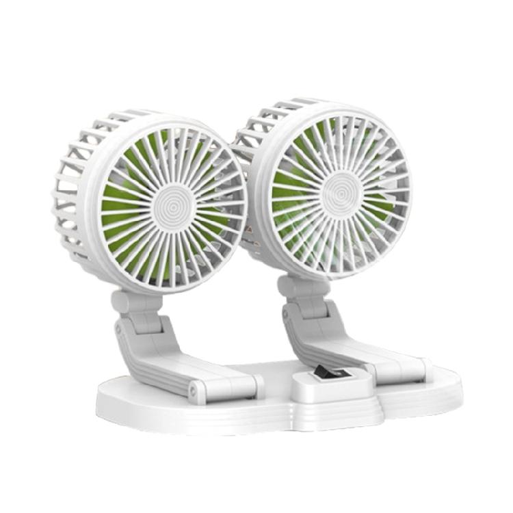 Dual Head 360° Rotation Cooling Fan USB Powered Fan 2 Wind Speed Adjustable