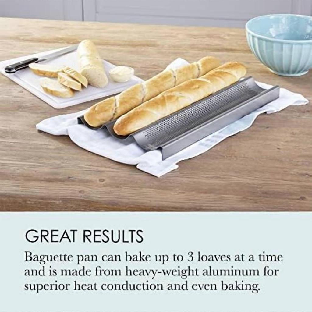 Commercial II Non-Stick Perforated Baguette Pan. Creates a crisp, golden-brown crust, 16 L x 9 W x 1.5 H