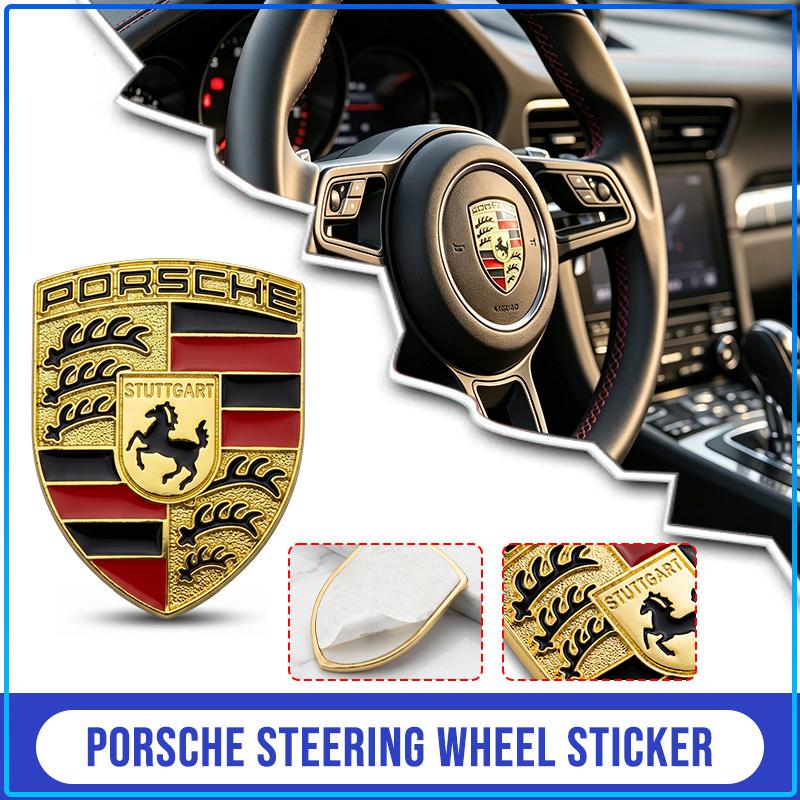 1Pcs Car Steering Wheel Cover Sticker Badge Decoration Auto Accessories For Porsche Paramela Cayenne Macan Boxster Cayman 718 911 918 944 958 971 991