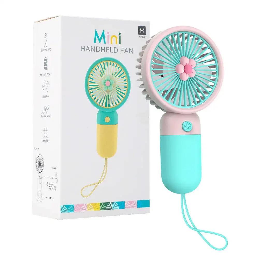 Summer Flower Mini Fan Portable Handheld Fan Cartoon Cute Student Desktop USB Charging Multiple Styles and Colors Fan