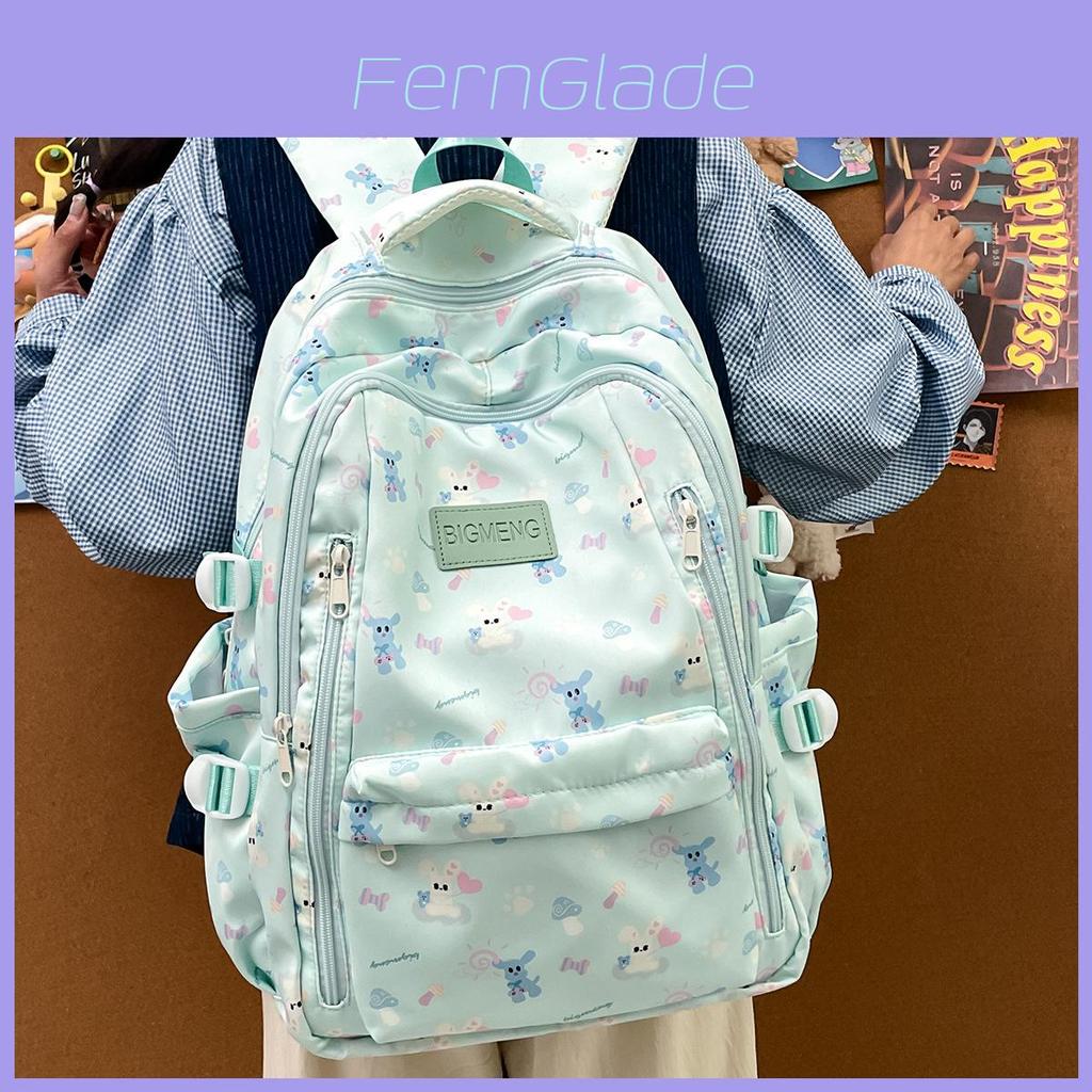 Rabbit Printed Nylon Cute Animal Pattern Small Backpack For Casual Daily Use