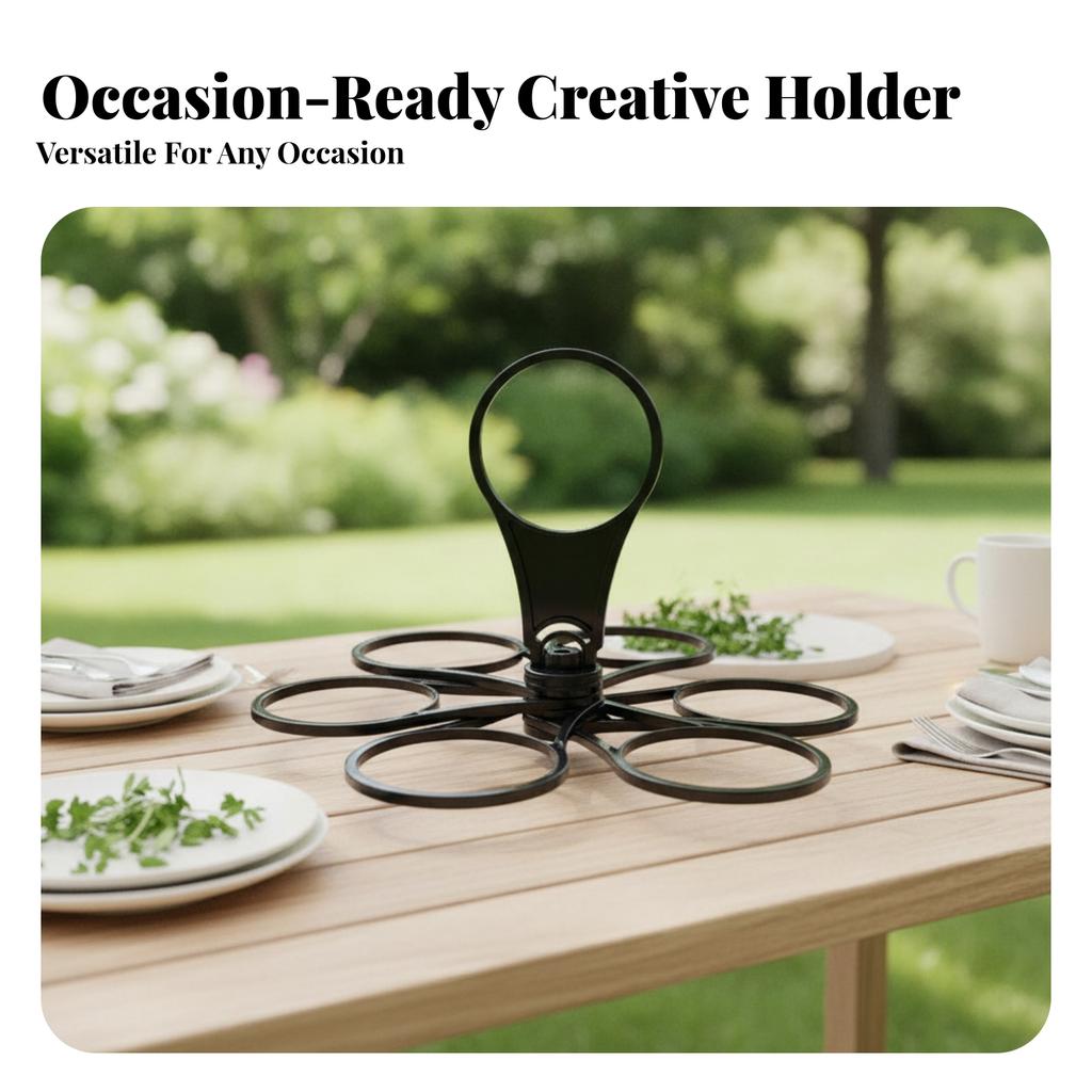 Carousel Cup Holder Carry Handle Foldable Cup Holder Drink Storage Open Loop Compact Folded