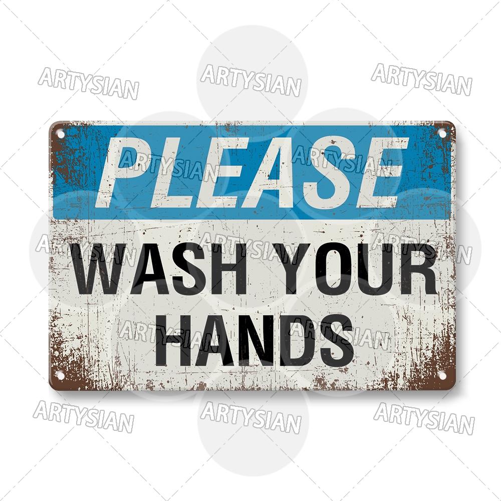 Hygiene Metal Sign No Shoes No Food Drink Restaurant Office School Public Space Plaque Wash Your Hand Sanitizer Keep Clean Sign