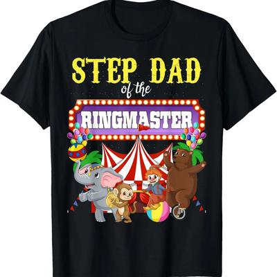 Step Dad Of The Birthday Ringmaster Kids Circus Party Funny T-Shirt