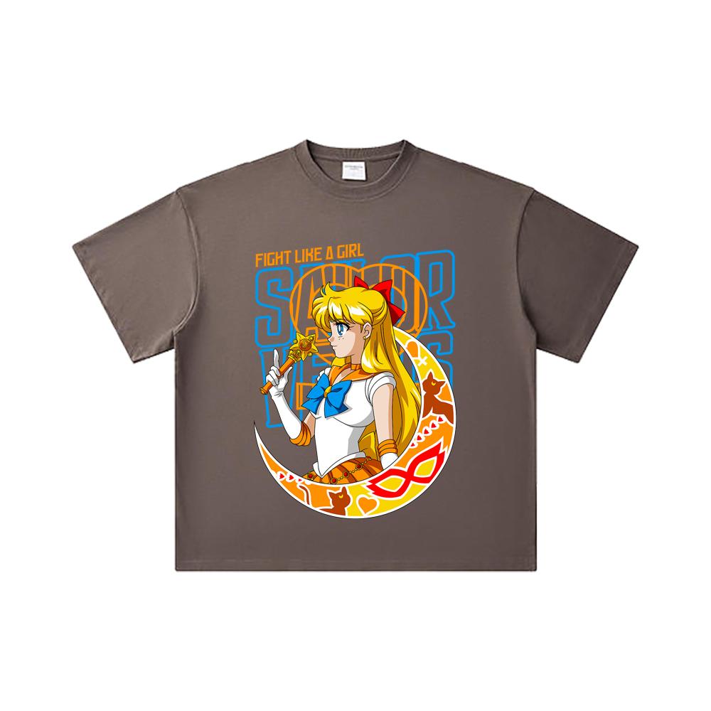 260 GSM Double Yarn 32 Count 100% Cotton Sailor Moon V5 Venus Print Unisex Heavy Cotton T Shirt