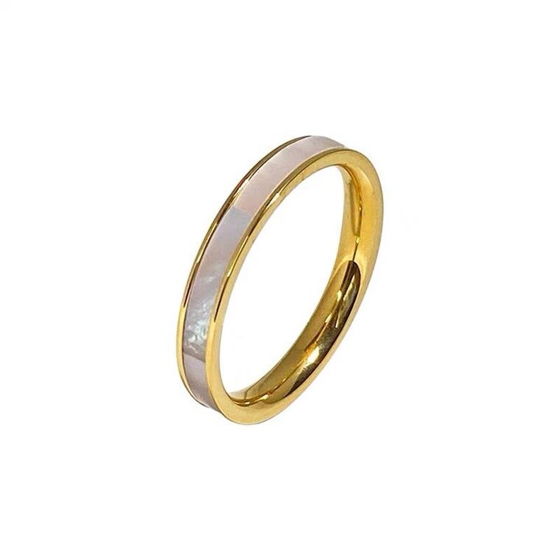 Korean Fashion Rhinestone Titanium Steel 18K Rose Gold Shell Women's Ring