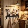 Suporte de Parede de Metal Vintage para Cozinha com 5 Ganchos Estilo Fazenda para Utensílios, Toalhas, Aventais, Suportes de Panela Organizador Decorativo de Armazenamento