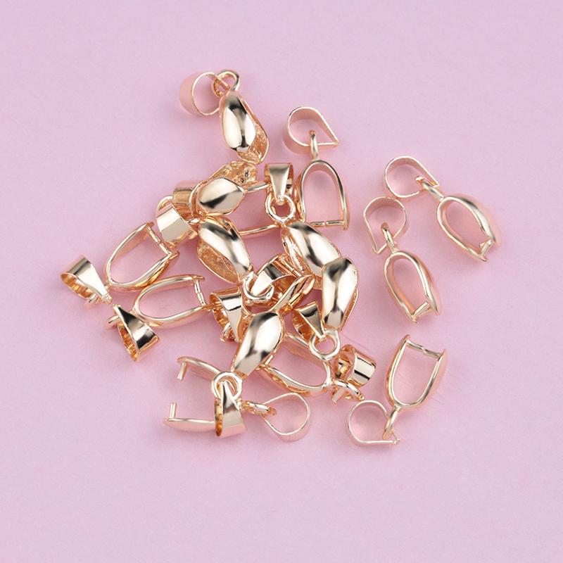30pcs 4x15mm Copper Seeds Buckle Pendants Clasps Hooks Clips Bails Copper Connectors For DIY Handmade Jewelry Making 4 Colors