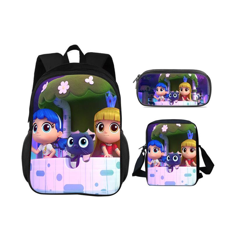 True and the Rainbow Kingdom backpack, pencil case, shoulder bag, 3Pcs set, cartoon print, kindergarten, children and students