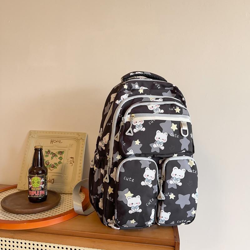 

Trendy And Spacious Black Cute Bear Backpack For High School And College Students