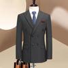 ROMON Men's Autumn Striped Double-Breasted Suit Set