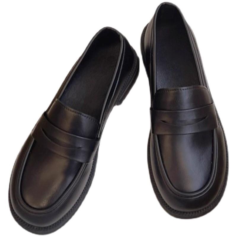 Small Leather Shoes Women's British Style Women's Shoes Spring 2025 New Black Giant Comfortable Flat Single Shoes Soft Leather Loafers