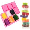 Creative 6-cavity rectangular handmade soap mold, cake soap mold, aromatic soap mold, large square silicone baking tool for soap