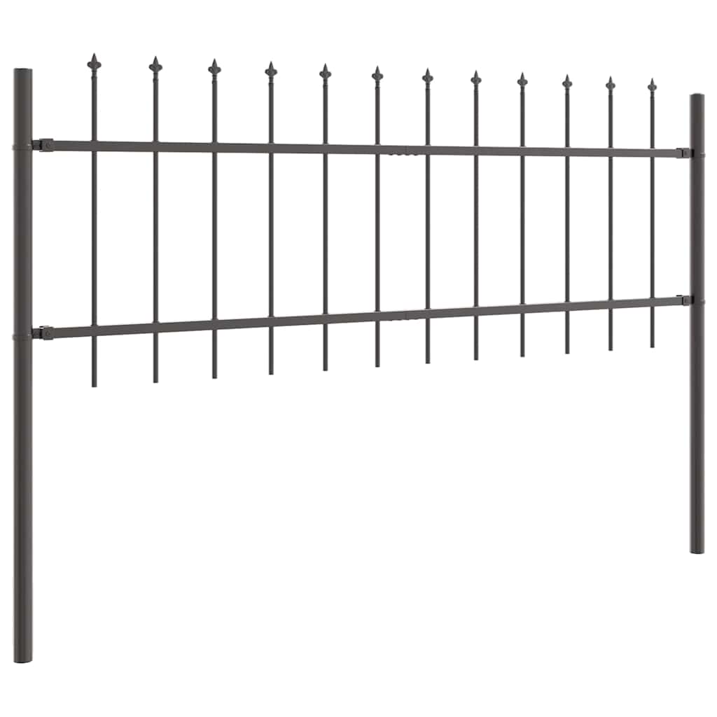 Garden Fence Panel Set 5 Pcs Gray 8.5 X 0.6 M Powder Coated Steel