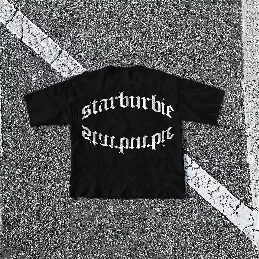 Streetwear Punk Nadměrné Ležérní Vzor Zubů Pánské Dámské Goth Tričko Y2K Harajuku Hip-hop Bavlna Krátký Rukáv Top Trička Unisex