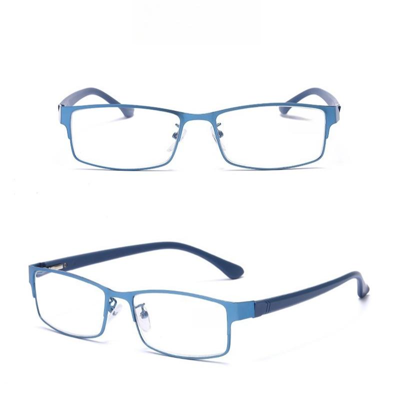 Men'S Business Reading Glasses Minimalist Blue Light Presbyopia Glasses Metal Frame  Spring Foot Reading Mirror +100 To+400