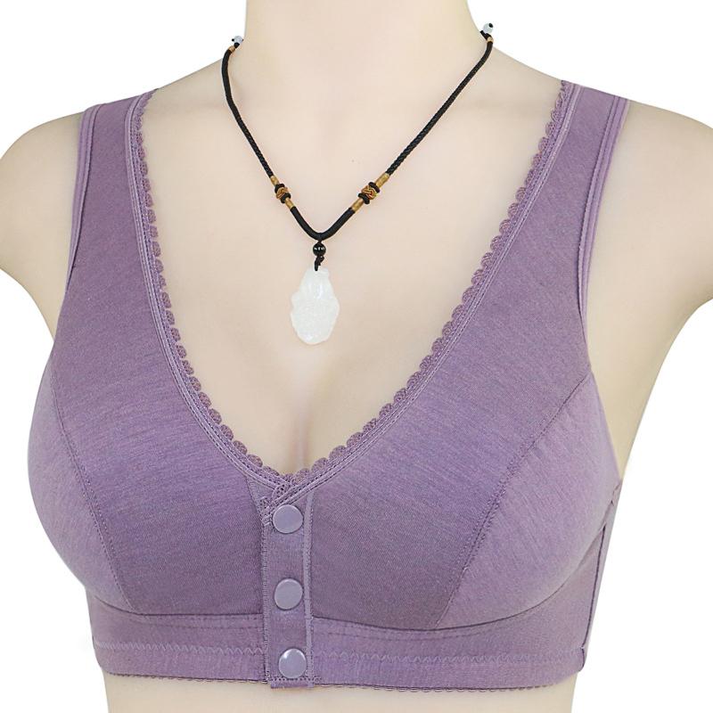 1Pc Push Up Bra Print Flower Polyester Fiber Lingerie Underwear Confortable Bra Female Wire Free Bra Big Bust Front Closure