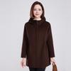 Fengxun Damen Kapuzen-Wende-Trenchcoat 100% Wolle