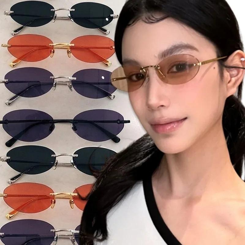 2025 Frameless Star Metal Sunglasses Oval Premium Rimless Sunglasses Y2K Spicy Hot Girl Ins Trendy Sun Glasses Female