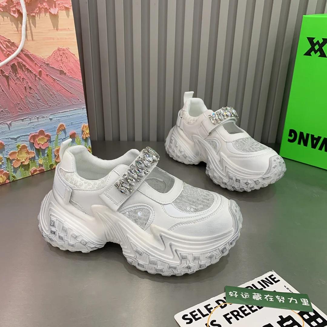 

Женская спортивная обувь на платформе, летние сетчатые дизайнерские дышащие полые кристаллы, повседневные сандалии Marie Janes, кроссовки Zapatos Mujer 37