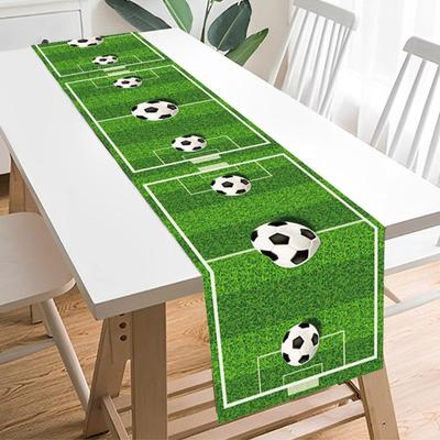 2 Stück Grünes Gras Fußball Tischläufer Spieltag Tischdekoration für Sport-Thema Geburtstagsparty Zubehör Haus Küche Esszimmer Dekor