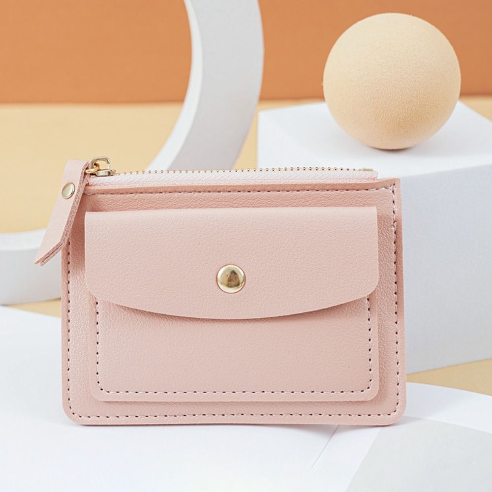 Multifunctional Leather Coin Purse Small Short Credit Card Holder Zipper Short Wallet  Travel