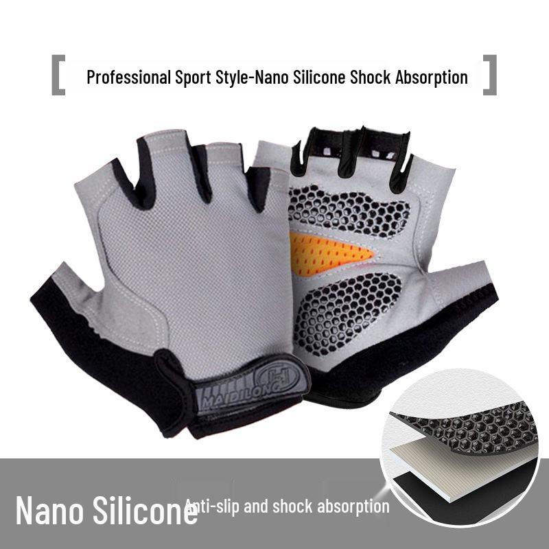 Unisex Half Finger Cycling Gloves with Silicone Grip for Shock Absorption, Anti-Slip, Ideal for Summer, Fishing, and Mountain Climbing.